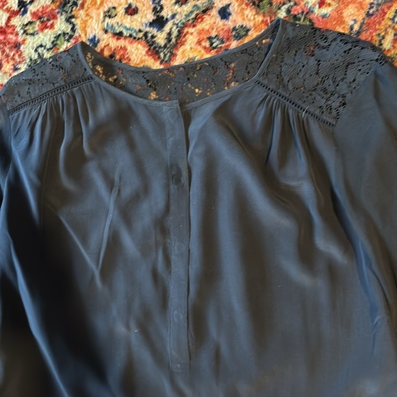 Silk and chiffon blouse with lace Rebecca Taylor size 10 - Picture 5 of 5